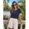 image:imageZESICA Womens Summer Wool Blend Short Sleeve Sweater Top 2026 Business Casual Lightweight Trendy Tank TopsNavy