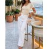 image:imageZESICA Womens Summer 2026 Short Sleeve Lace V Neck Tops Fitted Ribbed Knit Casual Basic T Shirts Y2k Going Out Work BlousesApricot
