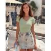 image:imageZESICA Womens Summer 2026 Short Sleeve Lace V Neck Tops Fitted Ribbed Knit Casual Basic T Shirts Y2k Going Out Work BlousesSage