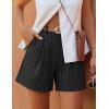 image:imageZESICA Shorts for Women Dressy 2026 Summer Pleated Wide Leg Elastic High Waisted Business Casual Shorts with PocketsBlackstripe