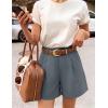 image:imageZESICA Shorts for Women Dressy 2026 Summer Pleated Wide Leg Elastic High Waisted Business Casual Shorts with PocketsGrey