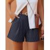 image:imageZESICA Shorts for Women Dressy 2026 Summer Pleated Wide Leg Elastic High Waisted Business Casual Shorts with PocketsNavystripe