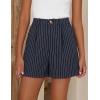 image:imageZESICA Shorts for Women Dressy 2026 Summer Pleated Wide Leg Elastic High Waisted Business Casual Shorts with PocketsNavystripe