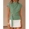 image:imageZESICA Womens 2026 Summer Cap Sleeve Blouse Mock Neck Business Casual Tops Spring Dressy Tunic Work ShirtsGreen