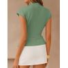 image:imageZESICA Womens 2026 Summer Cap Sleeve Blouse Mock Neck Business Casual Tops Spring Dressy Tunic Work ShirtsGreen