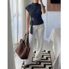 image:imageZESICA Womens 2026 Summer Cap Sleeve Blouse Mock Neck Business Casual Tops Spring Dressy Tunic Work ShirtsNavy