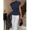 image:imageZESICA Womens 2026 Summer Cap Sleeve Blouse Mock Neck Business Casual Tops Spring Dressy Tunic Work ShirtsNavy