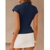 image:imageZESICA Womens 2026 Summer Cap Sleeve Blouse Mock Neck Business Casual Tops Spring Dressy Tunic Work ShirtsNavy
