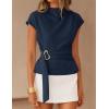 image:imageZESICA Womens 2026 Summer Cap Sleeve Blouse Mock Neck Business Casual Tops Spring Dressy Tunic Work ShirtsNavy