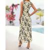 image:imageZESICA Womens Sleeveless Floral Bodycon Maxi Dress 2026 Summer Ruched Mesh Wedding Guest Cocktail Party DressesApricot