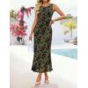 image:imageZESICA Womens Sleeveless Floral Bodycon Maxi Dress 2026 Summer Ruched Mesh Wedding Guest Cocktail Party DressesArmy