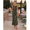 image:imageZESICA Womens Sleeveless Floral Bodycon Maxi Dress 2026 Summer Ruched Mesh Wedding Guest Cocktail Party DressesArmy