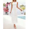 image:imageZESICA Womens Sleeveless Floral Bodycon Maxi Dress 2026 Summer Ruched Mesh Wedding Guest Cocktail Party DressesIvory