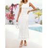 image:imageZESICA Womens Sleeveless Floral Bodycon Maxi Dress 2026 Summer Ruched Mesh Wedding Guest Cocktail Party DressesIvory