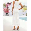 image:imageZESICA Womens Sleeveless Floral Bodycon Maxi Dress 2026 Summer Ruched Mesh Wedding Guest Cocktail Party DressesIvory