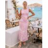 image:imageZESICA Womens Sleeveless Floral Bodycon Maxi Dress 2026 Summer Ruched Mesh Wedding Guest Cocktail Party DressesLightpink