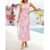 image:imageZESICA Womens Sleeveless Floral Bodycon Maxi Dress 2026 Summer Ruched Mesh Wedding Guest Cocktail Party DressesLightpink