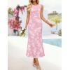 image:imageZESICA Womens Sleeveless Floral Bodycon Maxi Dress 2026 Summer Ruched Mesh Wedding Guest Cocktail Party DressesLightpink
