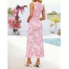 image:imageZESICA Womens Sleeveless Floral Bodycon Maxi Dress 2026 Summer Ruched Mesh Wedding Guest Cocktail Party DressesLightpink