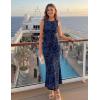 image:imageZESICA Womens Sleeveless Floral Bodycon Maxi Dress 2026 Summer Ruched Mesh Wedding Guest Cocktail Party DressesNavy