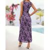 image:imageZESICA Womens Sleeveless Floral Bodycon Maxi Dress 2026 Summer Ruched Mesh Wedding Guest Cocktail Party DressesPurple