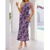image:imageZESICA Womens Sleeveless Floral Bodycon Maxi Dress 2026 Summer Ruched Mesh Wedding Guest Cocktail Party DressesPurple
