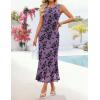 image:imageZESICA Womens Sleeveless Floral Bodycon Maxi Dress 2026 Summer Ruched Mesh Wedding Guest Cocktail Party DressesPurple