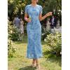 image:imageZESICA Womens Summer Floral Bodycon Long Dress Ruched Mesh Beach Vacation Formal Cocktail Party Wedding Guest Maxi DressesBlue