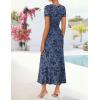 image:imageZESICA Womens Summer Floral Bodycon Long Dress Ruched Mesh Beach Vacation Formal Cocktail Party Wedding Guest Maxi DressesDustyblue
