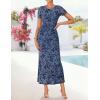 image:imageZESICA Womens Summer Floral Bodycon Long Dress Ruched Mesh Beach Vacation Formal Cocktail Party Wedding Guest Maxi DressesDustyblue
