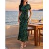 image:imageZESICA Womens Summer Floral Bodycon Long Dress Ruched Mesh Beach Vacation Formal Cocktail Party Wedding Guest Maxi DressesGreen