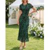 image:imageZESICA Womens Summer Floral Bodycon Long Dress Ruched Mesh Beach Vacation Formal Cocktail Party Wedding Guest Maxi DressesGreen