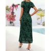 image:imageZESICA Womens Summer Floral Bodycon Long Dress Ruched Mesh Beach Vacation Formal Cocktail Party Wedding Guest Maxi DressesGreen