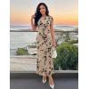 image:imageZESICA Womens Summer Floral Bodycon Long Dress Ruched Mesh Beach Vacation Formal Cocktail Party Wedding Guest Maxi DressesLight Khaki
