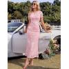 image:imageZESICA Womens Summer Floral Bodycon Long Dress Ruched Mesh Beach Vacation Formal Cocktail Party Wedding Guest Maxi DressesLight Pink