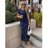 image:imageZESICA Womens Summer Floral Bodycon Long Dress Ruched Mesh Beach Vacation Formal Cocktail Party Wedding Guest Maxi DressesNavy