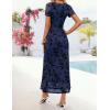image:imageZESICA Womens Summer Floral Bodycon Long Dress Ruched Mesh Beach Vacation Formal Cocktail Party Wedding Guest Maxi DressesNavy