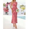 image:imageZESICA Womens Summer Floral Bodycon Long Dress Ruched Mesh Beach Vacation Formal Cocktail Party Wedding Guest Maxi DressesPink