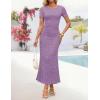 image:imageZESICA Womens Summer Floral Bodycon Long Dress Ruched Mesh Beach Vacation Formal Cocktail Party Wedding Guest Maxi DressesPurple