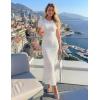 image:imageZESICA Womens Summer Floral Bodycon Long Dress Ruched Mesh Beach Vacation Formal Cocktail Party Wedding Guest Maxi DressesWhite
