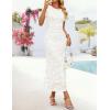 image:imageZESICA Womens Summer Floral Bodycon Long Dress Ruched Mesh Beach Vacation Formal Cocktail Party Wedding Guest Maxi DressesWhite