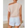 image:imageZESICA Womens Summer Off Shoulder Short Sleeve Sweater Vest 2026 Floral Knit Loose Going Out Tops Trendy Cute ClothesAlmond