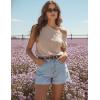 image:imageZESICA Womens Summer Off Shoulder Short Sleeve Sweater Vest 2026 Floral Knit Loose Going Out Tops Trendy Cute ClothesAlmond
