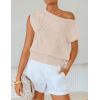 image:imageZESICA Womens Summer Off Shoulder Short Sleeve Sweater Vest 2026 Floral Knit Loose Going Out Tops Trendy Cute ClothesAlmond