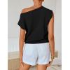 image:imageZESICA Womens Summer Off Shoulder Short Sleeve Sweater Vest 2026 Floral Knit Loose Going Out Tops Trendy Cute ClothesBlack