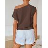 image:imageZESICA Womens Summer Off Shoulder Short Sleeve Sweater Vest 2026 Floral Knit Loose Going Out Tops Trendy Cute ClothesCoffee