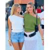 image:imageZESICA Womens Summer Off Shoulder Short Sleeve Sweater Vest 2026 Floral Knit Loose Going Out Tops Trendy Cute ClothesGreen
