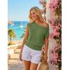 image:imageZESICA Womens Summer Off Shoulder Short Sleeve Sweater Vest 2026 Floral Knit Loose Going Out Tops Trendy Cute ClothesGreen