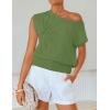 image:imageZESICA Womens Summer Off Shoulder Short Sleeve Sweater Vest 2026 Floral Knit Loose Going Out Tops Trendy Cute ClothesGreen