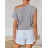 image:imageZESICA Womens Summer Off Shoulder Short Sleeve Sweater Vest 2026 Floral Knit Loose Going Out Tops Trendy Cute ClothesGrey